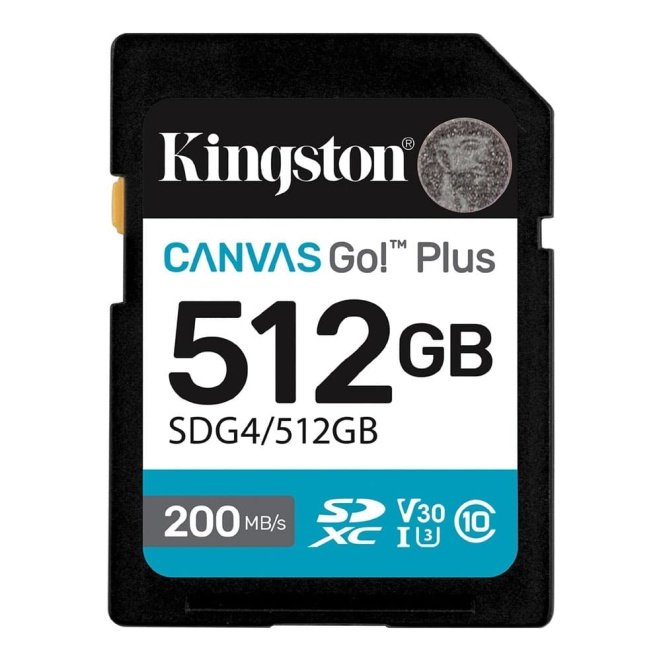 Kingston Canvas Go! Plus SDXC Card 200R C10 UHS-I U3 V30 512GB
